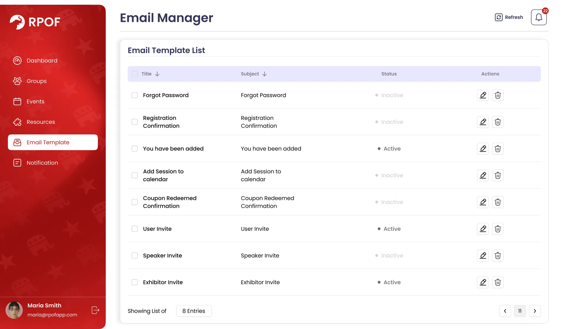 RPOF Member Management Dashboard | Org Admin Portal UI — 05